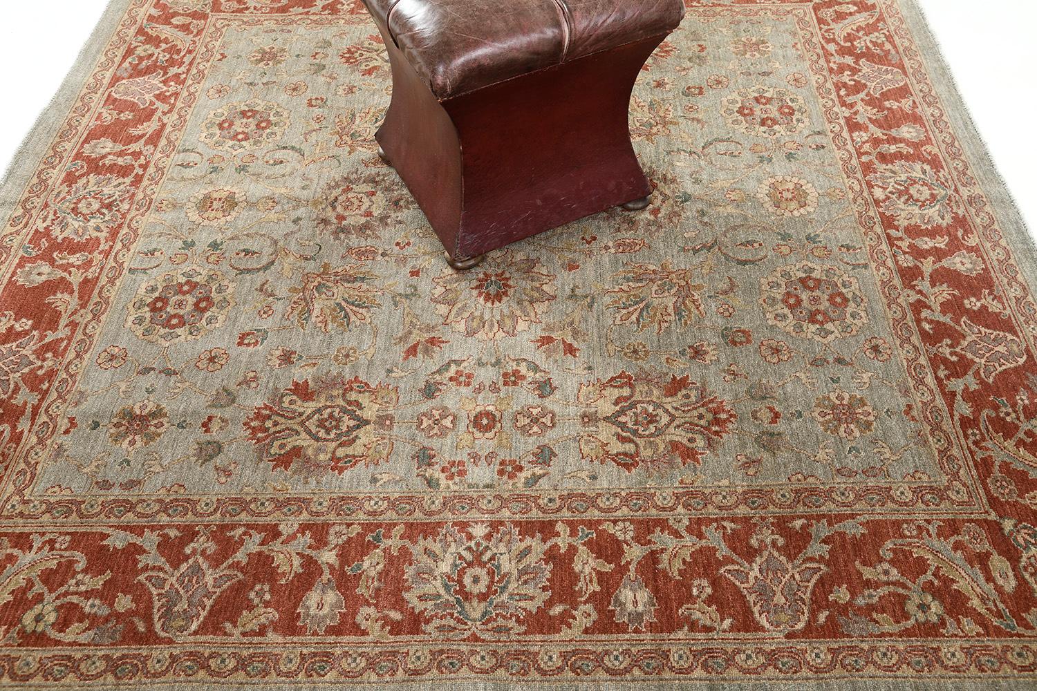 Hand-Knotted Natural Dye Sultanabad Revival Square Rug For Sale