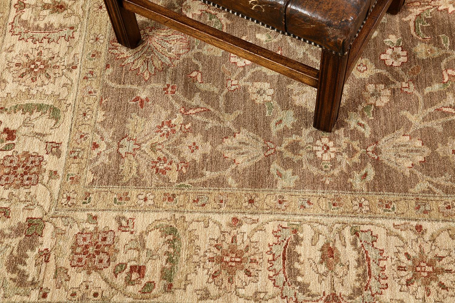 Hand-Knotted Natural Dye Sultanabad Revival Square Rug For Sale