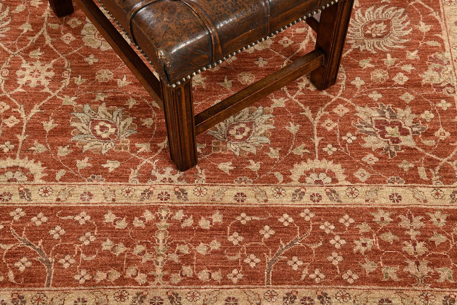 Contemporary Natural Dye Sultanabad Revival Square Rug For Sale