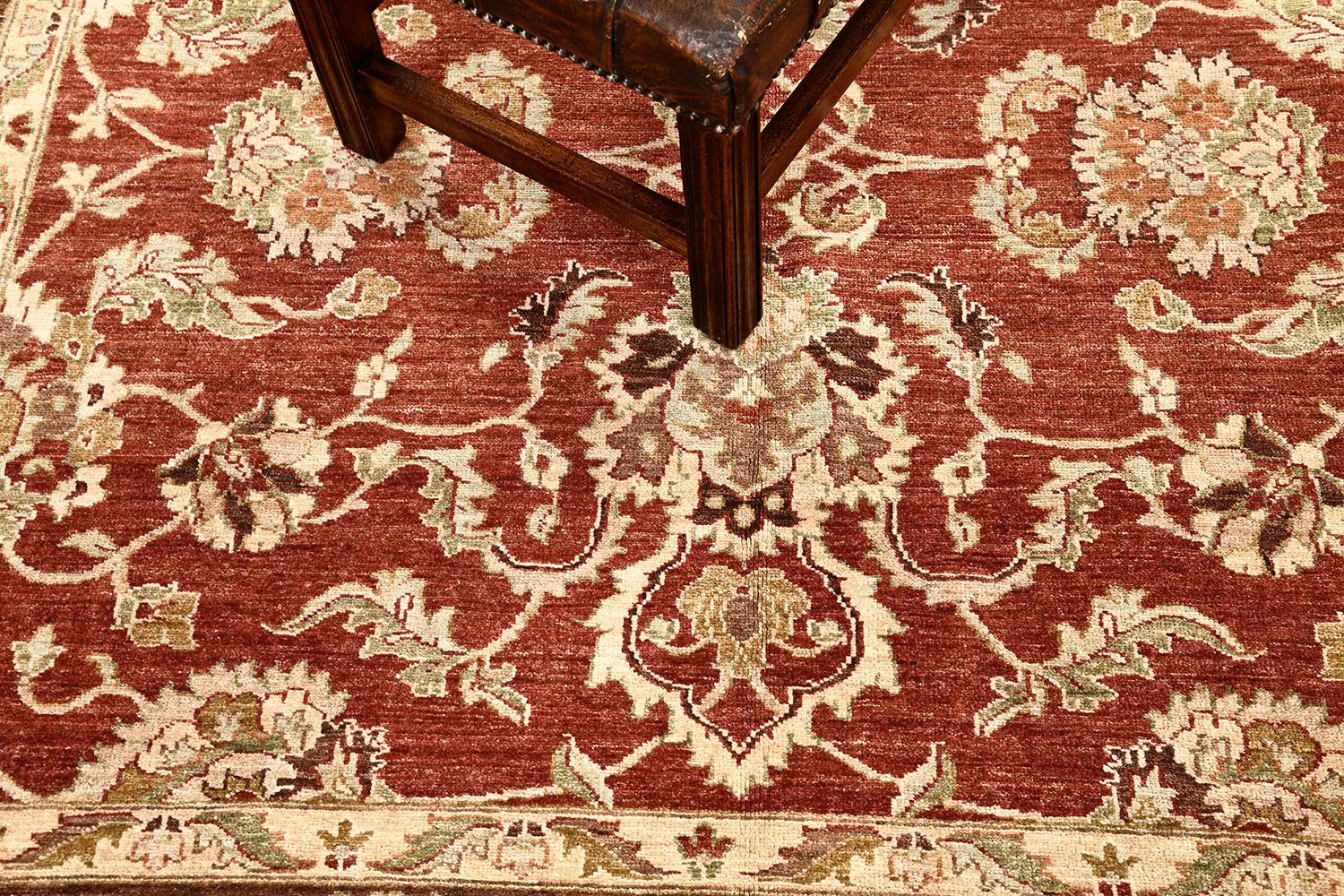 Wool Natural Dye Sultanabad Revival Square Rug For Sale