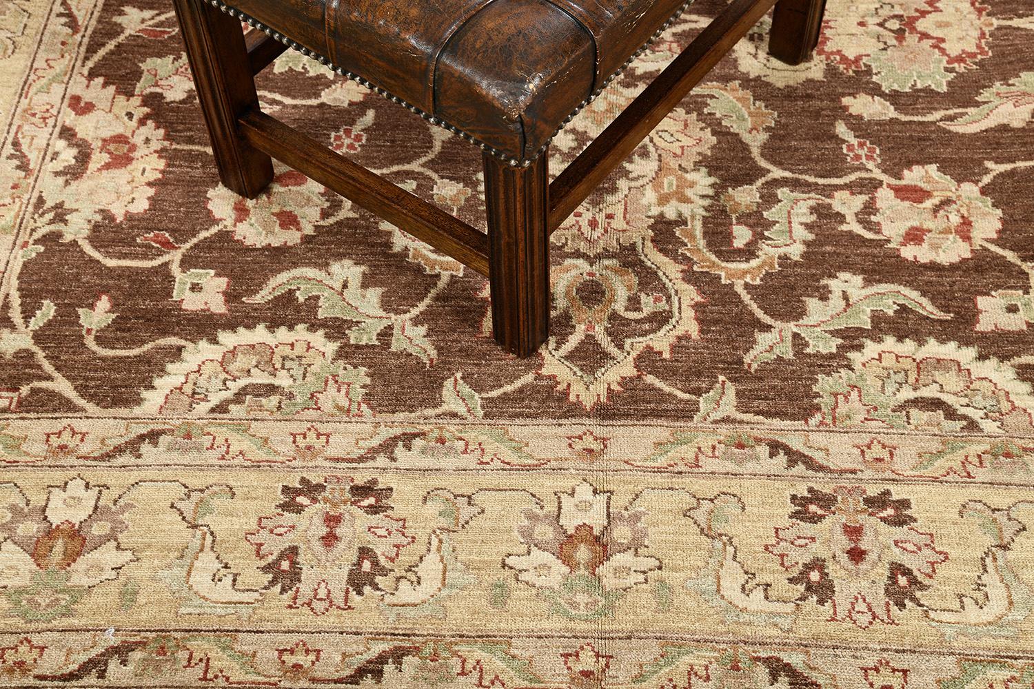 Wool Natural Dye Sultanabad Revival Square Rug For Sale
