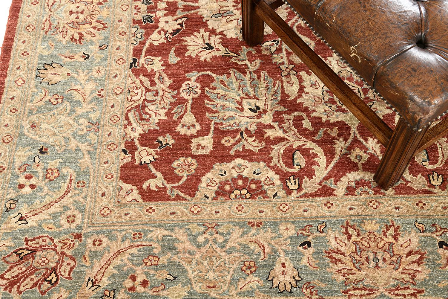 Natural Dye Sultanabad Revival Square Rug For Sale 1