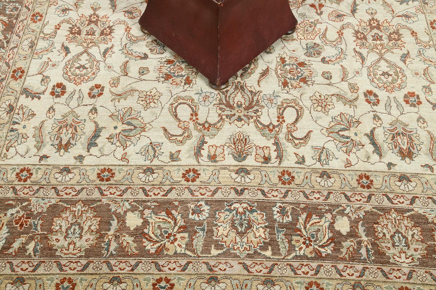 Natural Dye Sultanabad Revival Square Rug For Sale 1