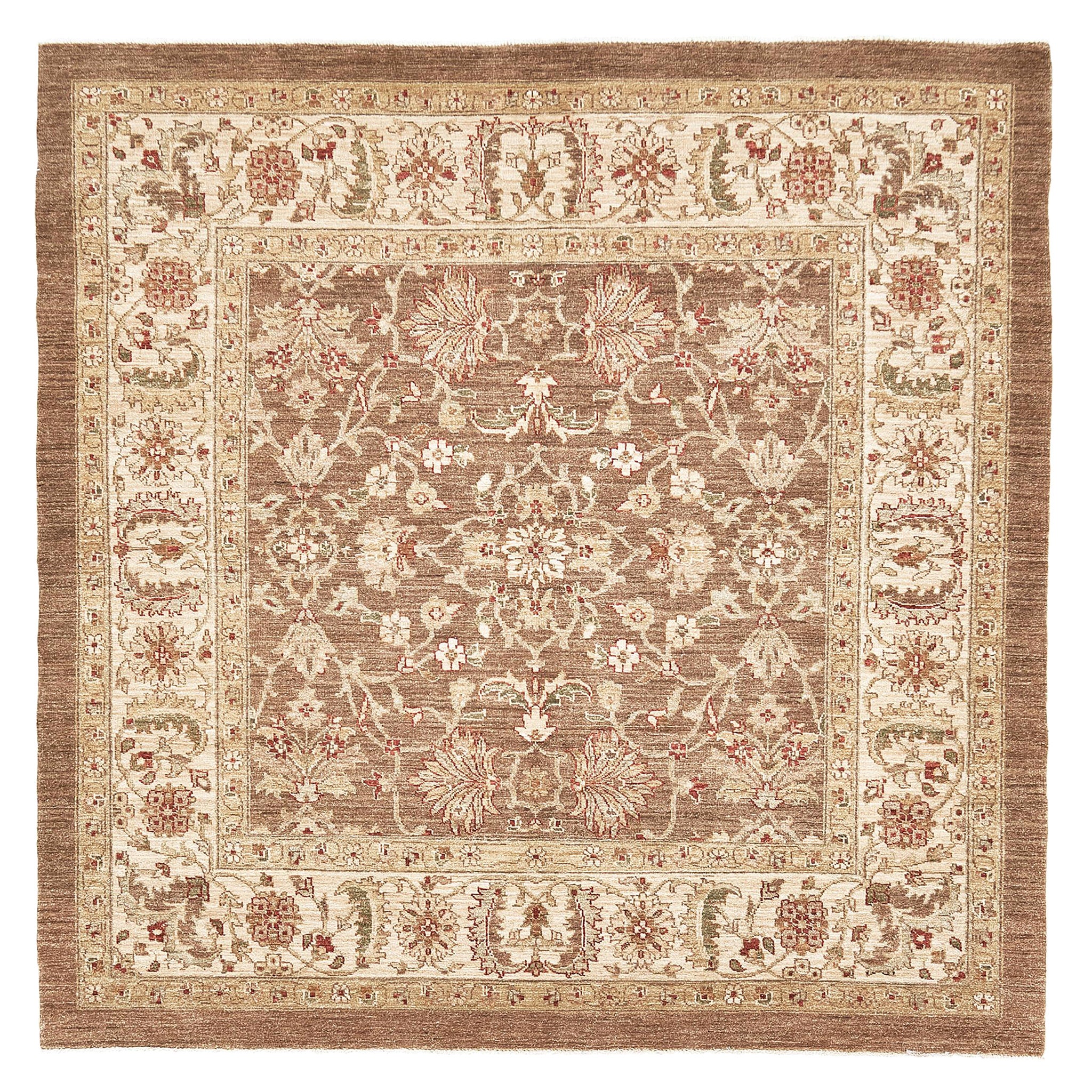 Naturfarbener Sultanabad Revive Quadratischer Teppich