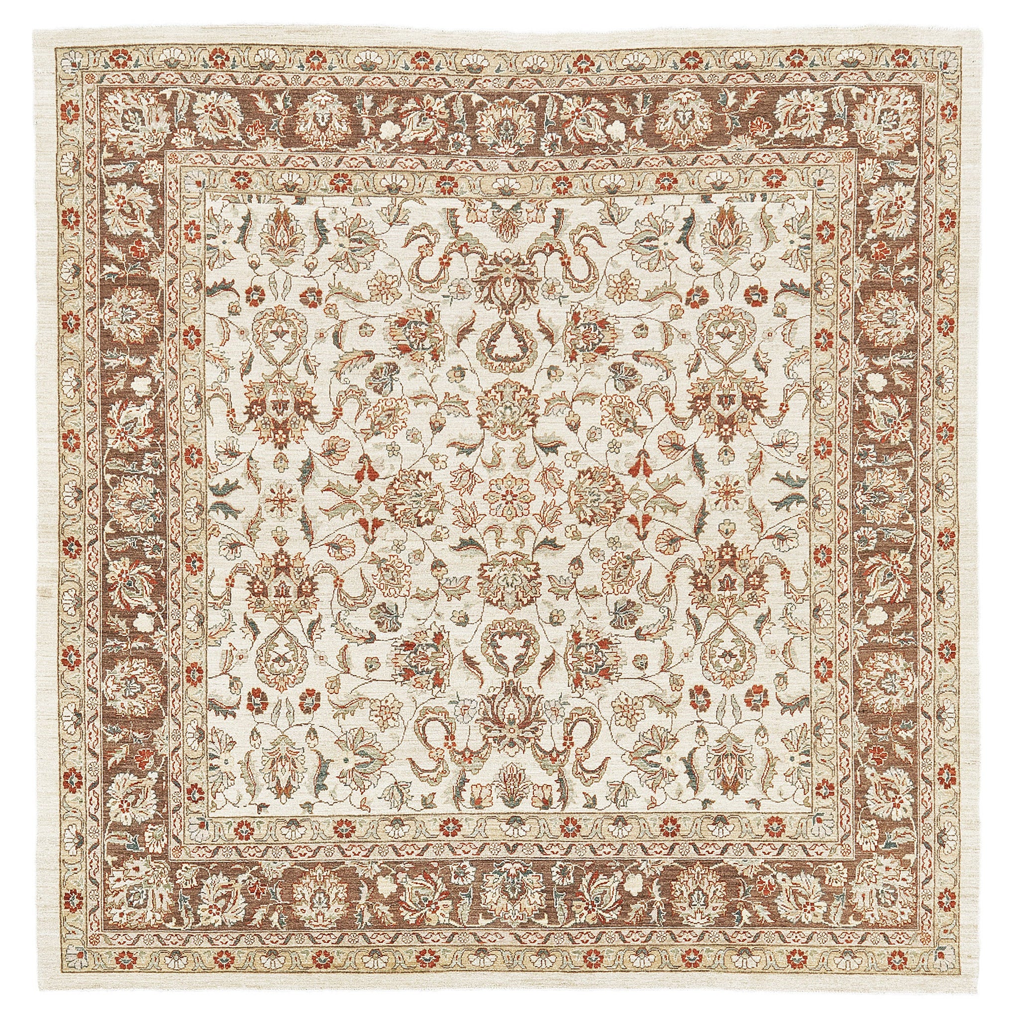 Naturfarbener Sultanabad Revive Quadratischer Teppich