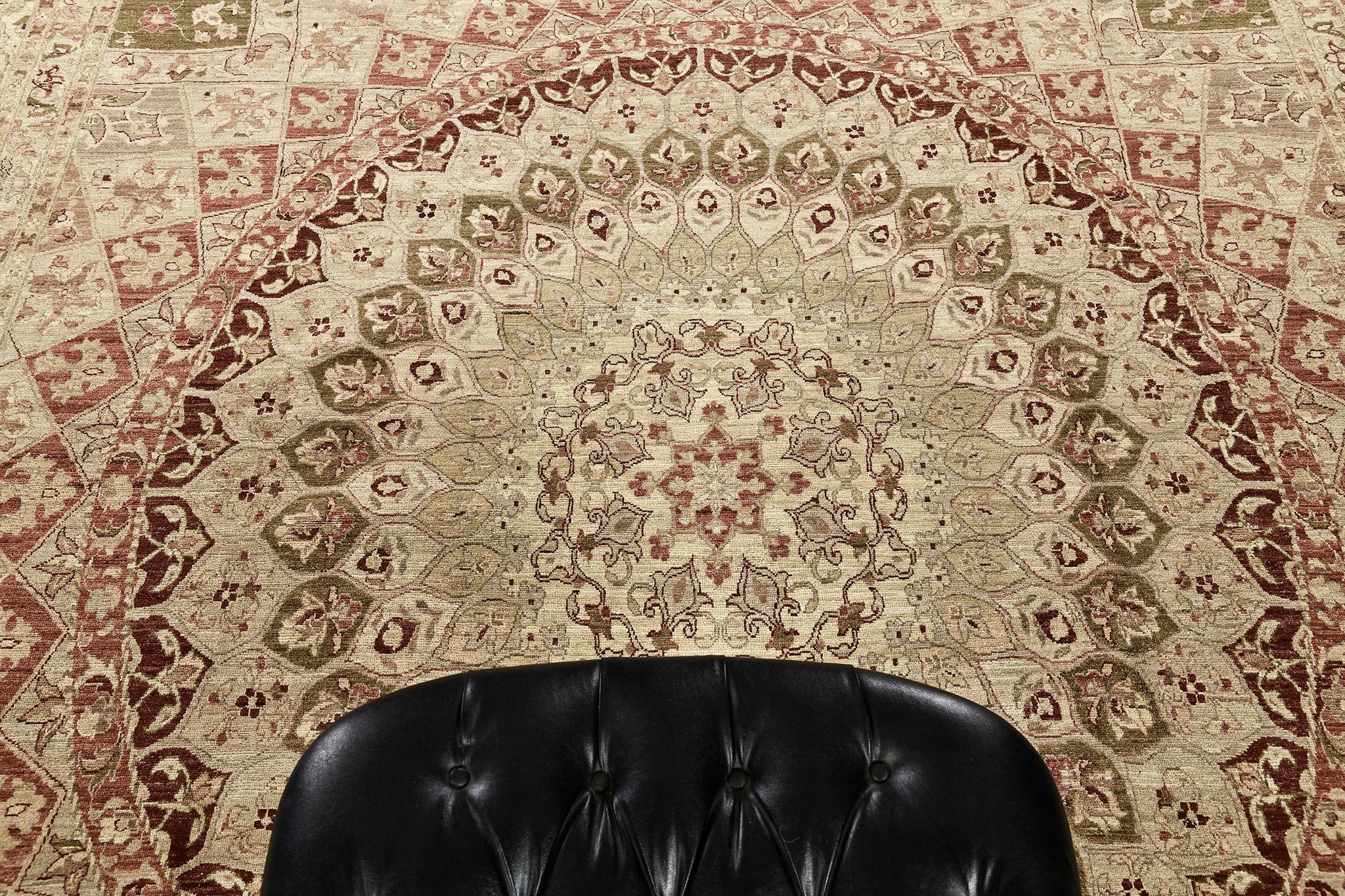 Get captivated by Farahan Rug, a hand spun wool revival, which the borders are harmoniously and intangibly contribute to the curvilinear pattern. A perfectly matched faded indigo and cream that enhance the beauty of the carpet. Traditional home