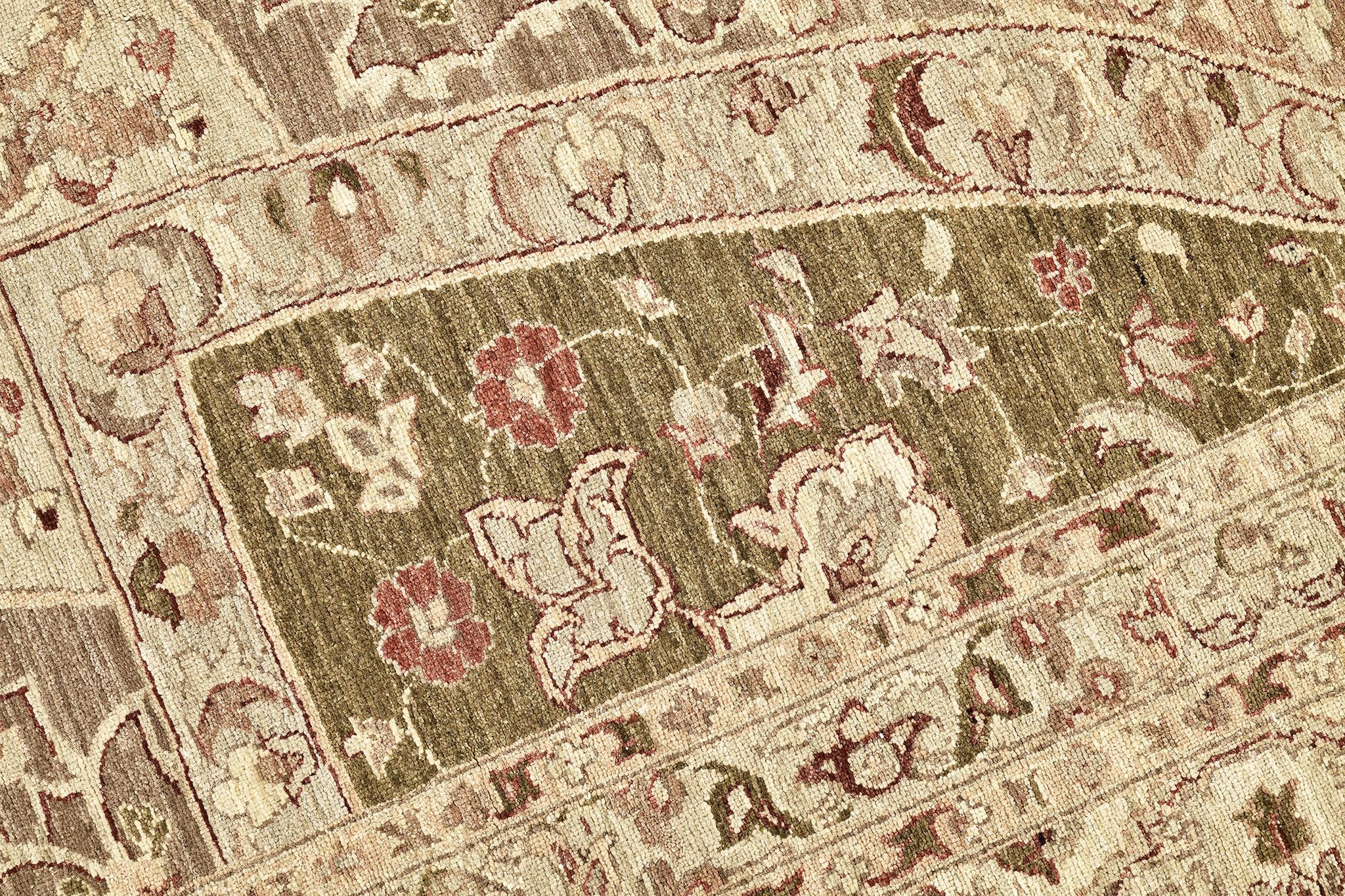 Hand-Knotted Natural Dye Tabriz Gonbad Design Revival Rug D5038 Fable