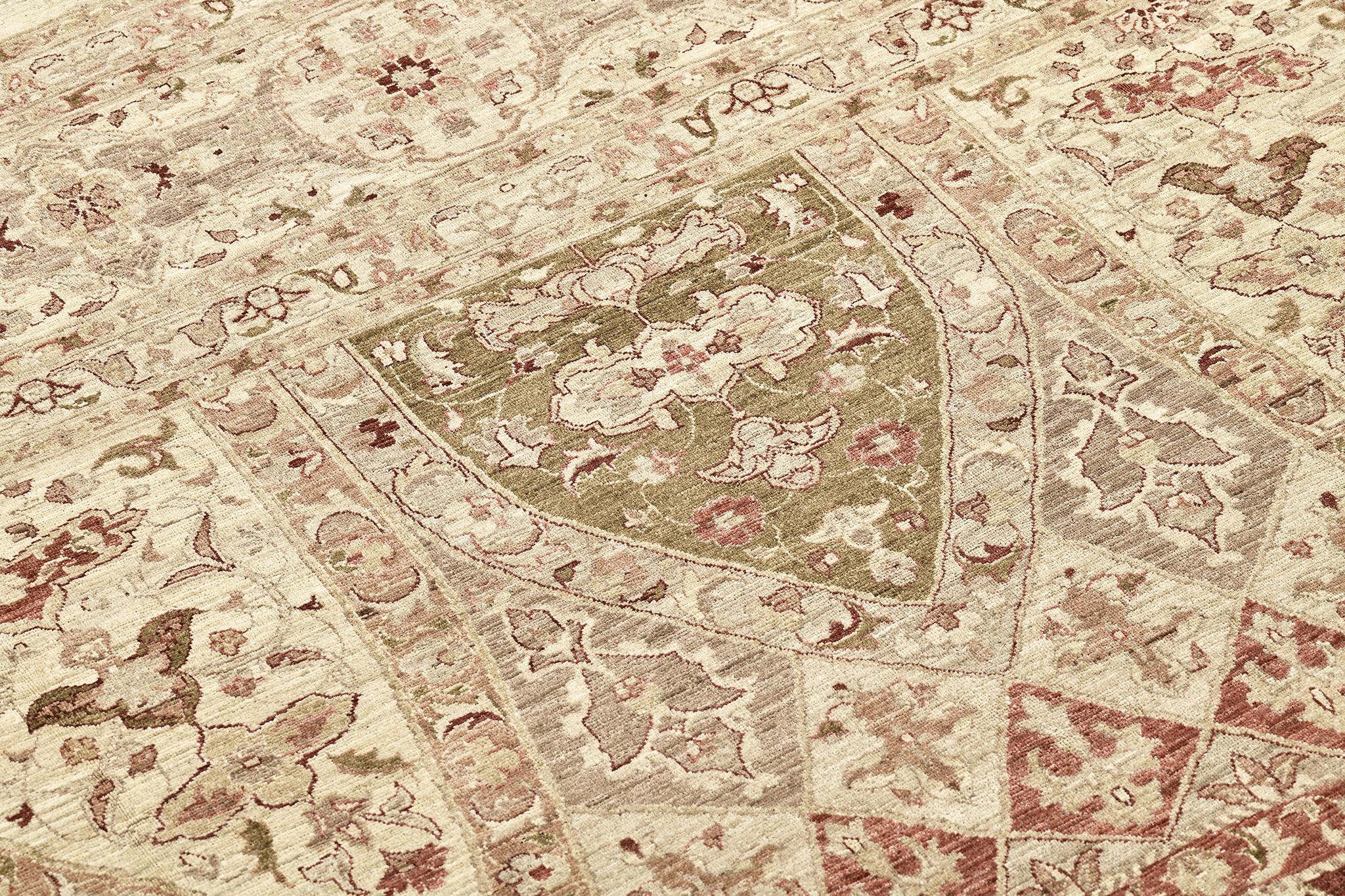 Contemporary Natural Dye Tabriz Gonbad Design Revival Rug D5038 Fable