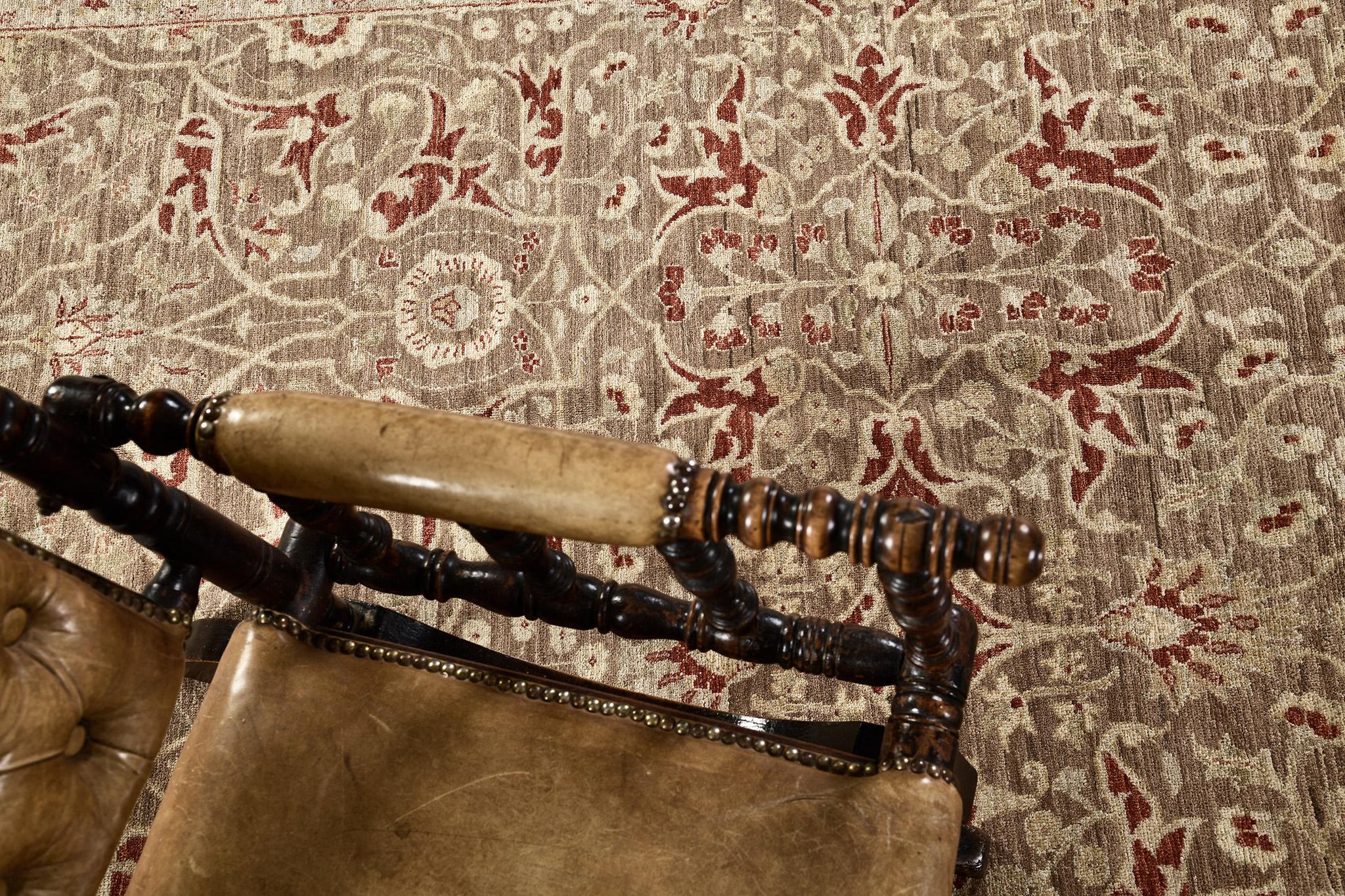 Hand-Knotted Natural Dye Tabriz Hadji Jalili Style Rug D5052 Fable For Sale