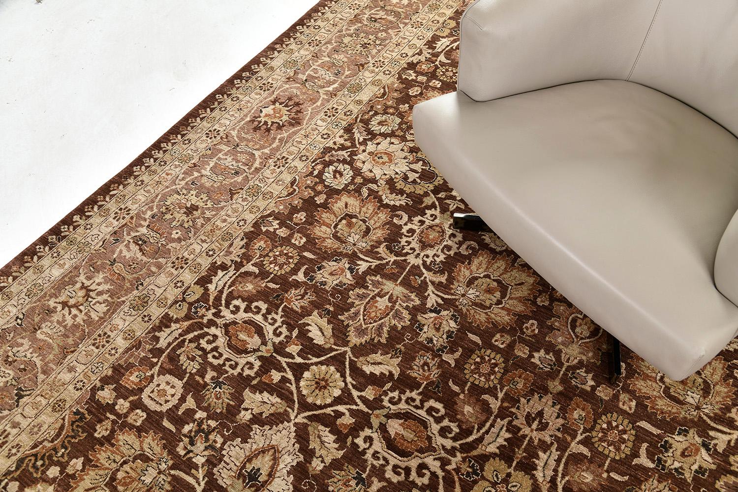 Noué à la main Tapis Tabriz Hadji Jalili teinté à la teinte naturelle en vente