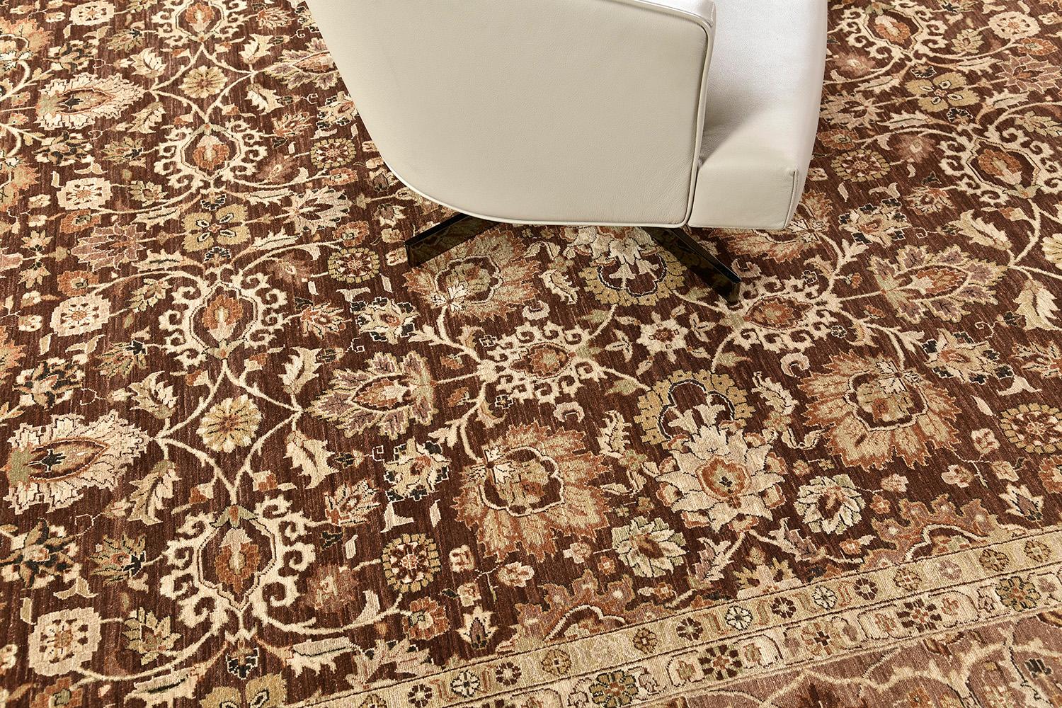 Laine Tapis Tabriz Hadji Jalili teinté à la teinte naturelle en vente