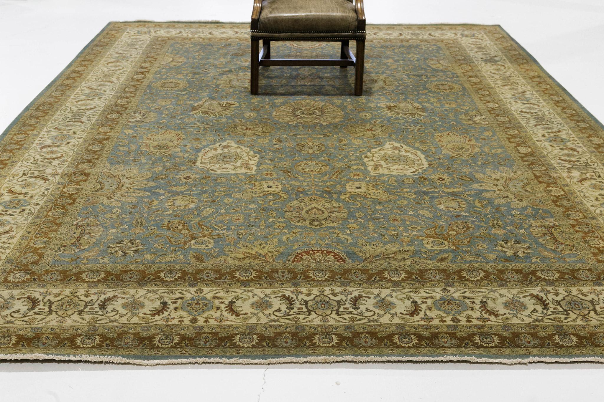 Natural Dye Tabriz Hajijalili Allover Design Rug In New Condition For Sale In WEST HOLLYWOOD, CA