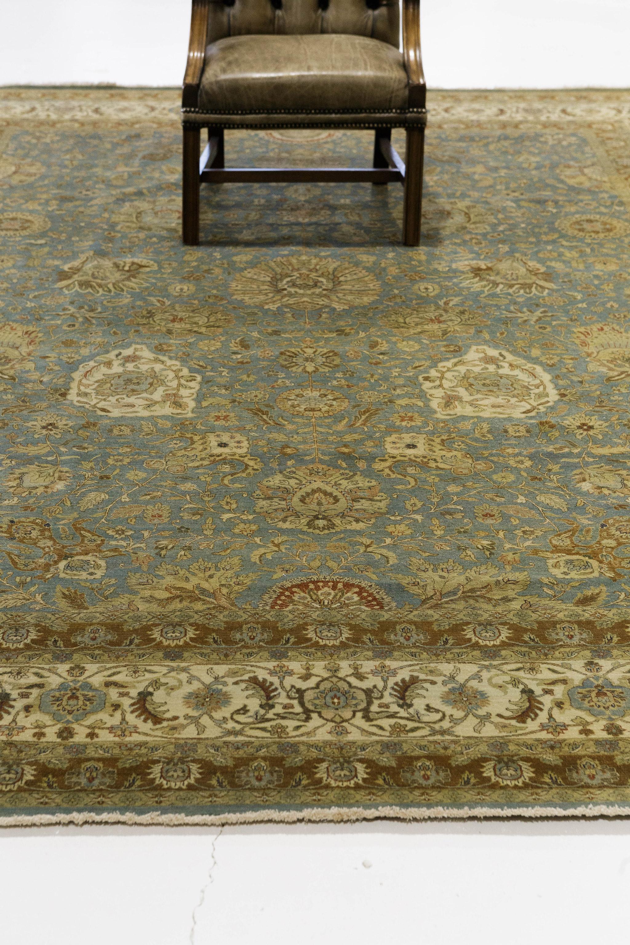 Natural Dye Tabriz Hajijalili Allover Design Rug For Sale 2