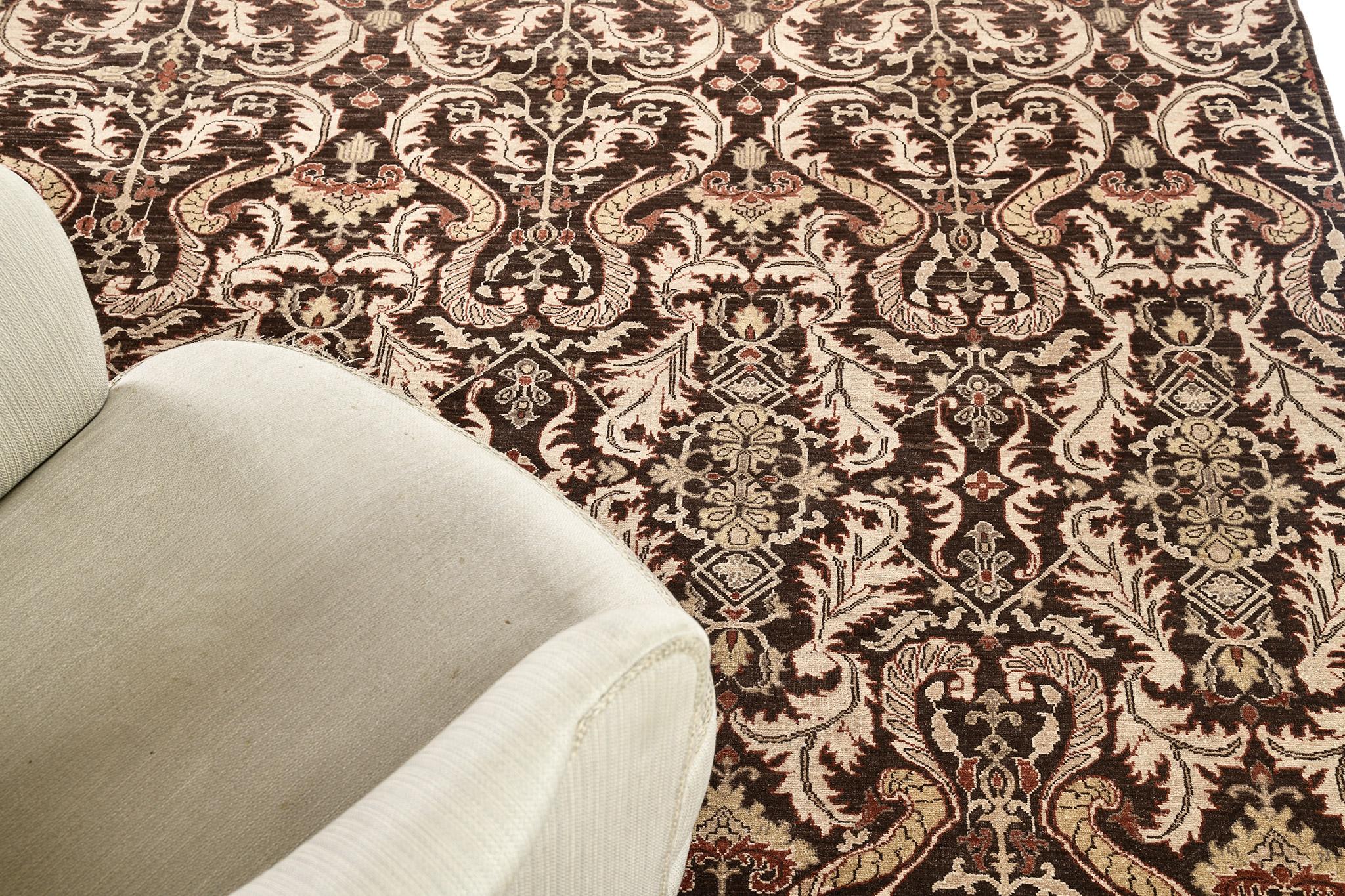 Noué à la main Tapis dégradé à teinture naturelle D5096 Fable en vente