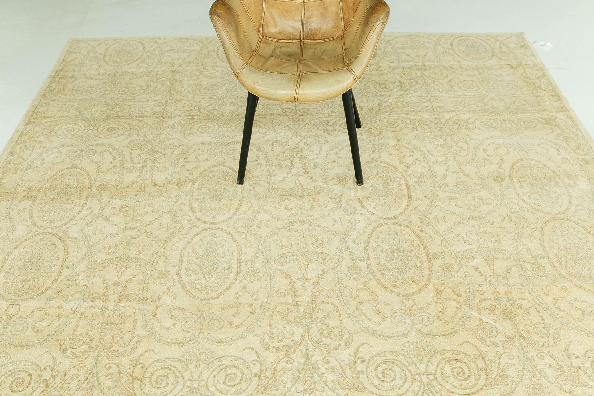 Contemporary Natural Dye Transitional Rug Design D5161 Fable For Sale