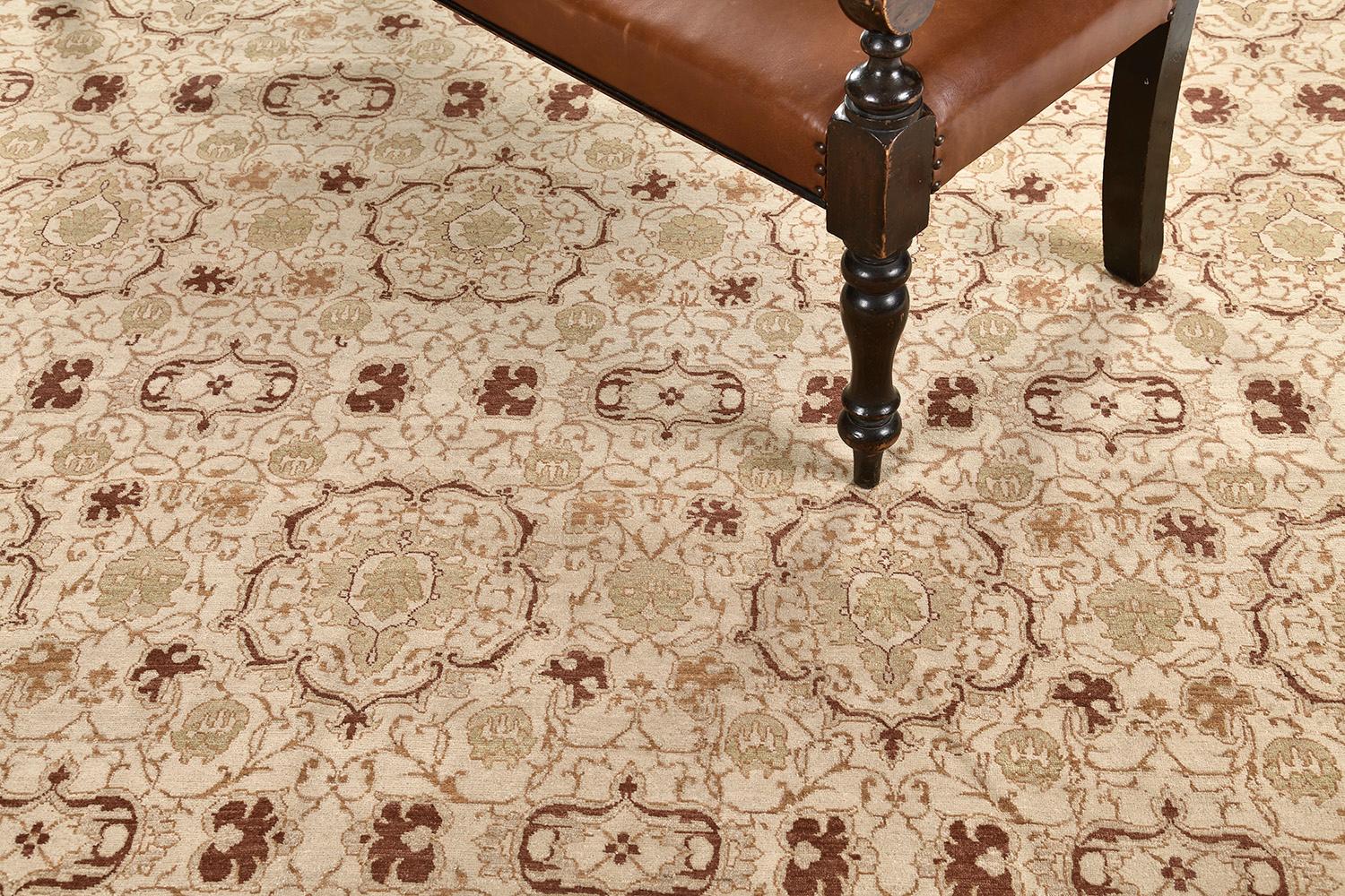 Fable has immensely incorporated a full of beautiful blooming scrolls and traditional Persian designs in a red lining that keeps the pattern very distinctive. These brilliant ornaments are designed which makes the rug unique. This rug is best