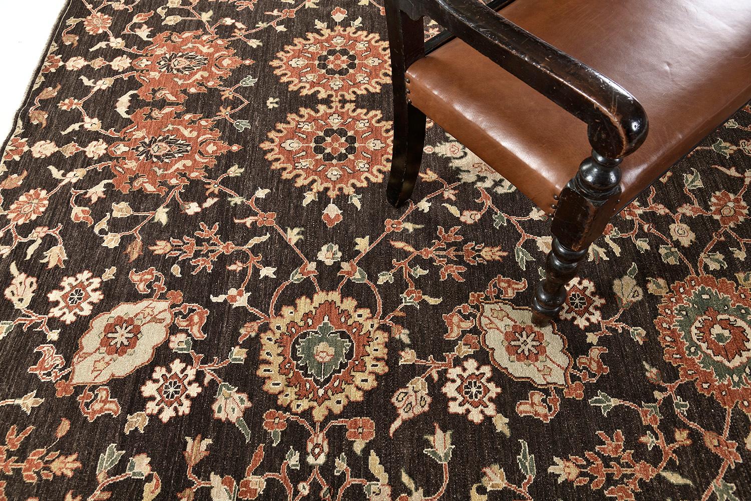 An enchanting rug that features a transitional design that complements the vibrant tones of autumn. Recognizable floral embellishments are beautifully embellished which makes the rug more interesting. Excellent for your traditional and modern home