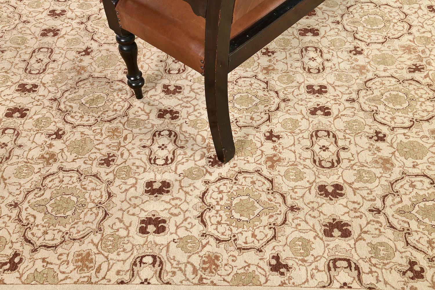 Hand-Knotted Natural Dye Transitional Rug For Sale