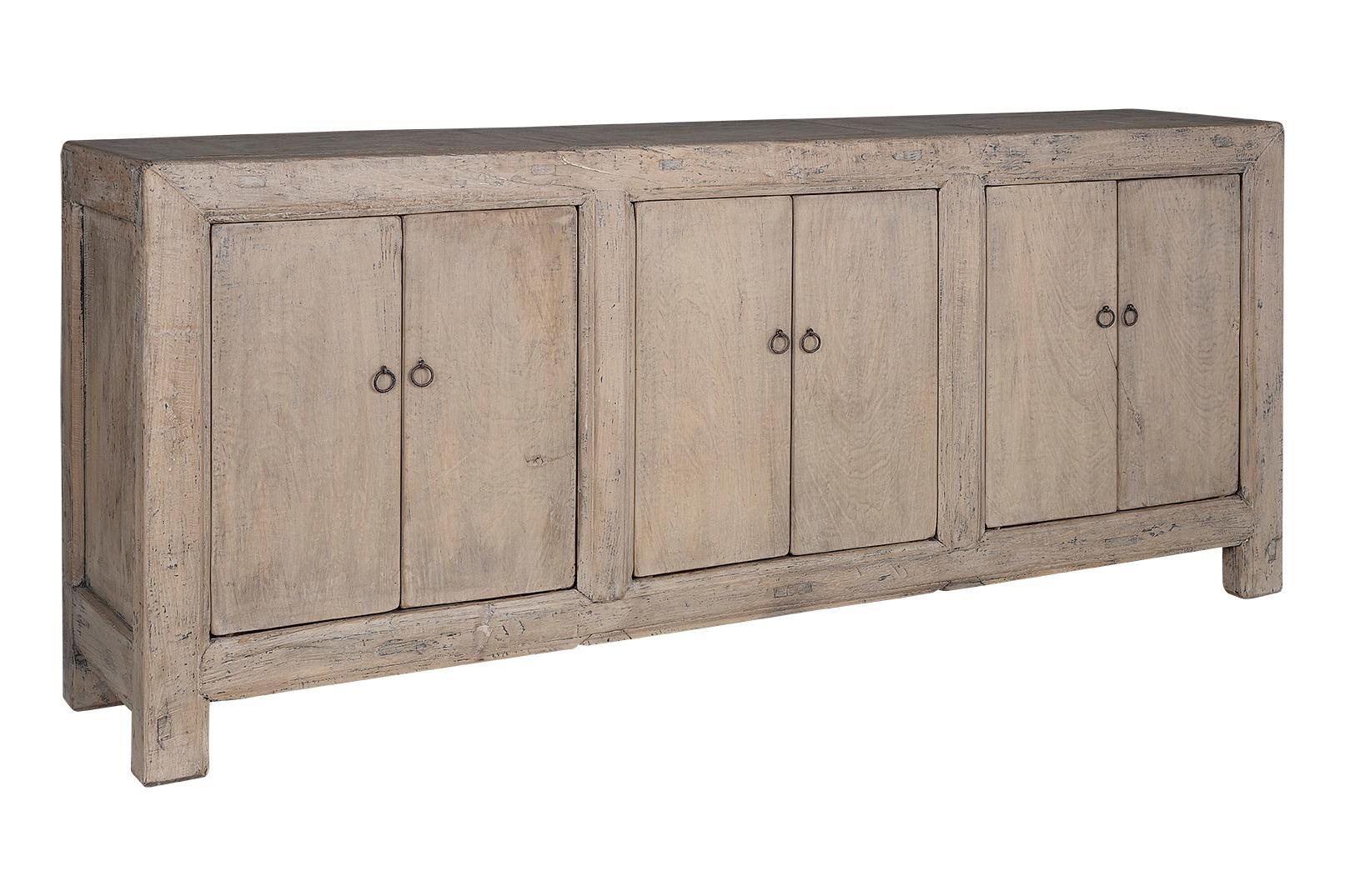 20th Century Natural Elm Original Paint Patina Six Door Server For Sale