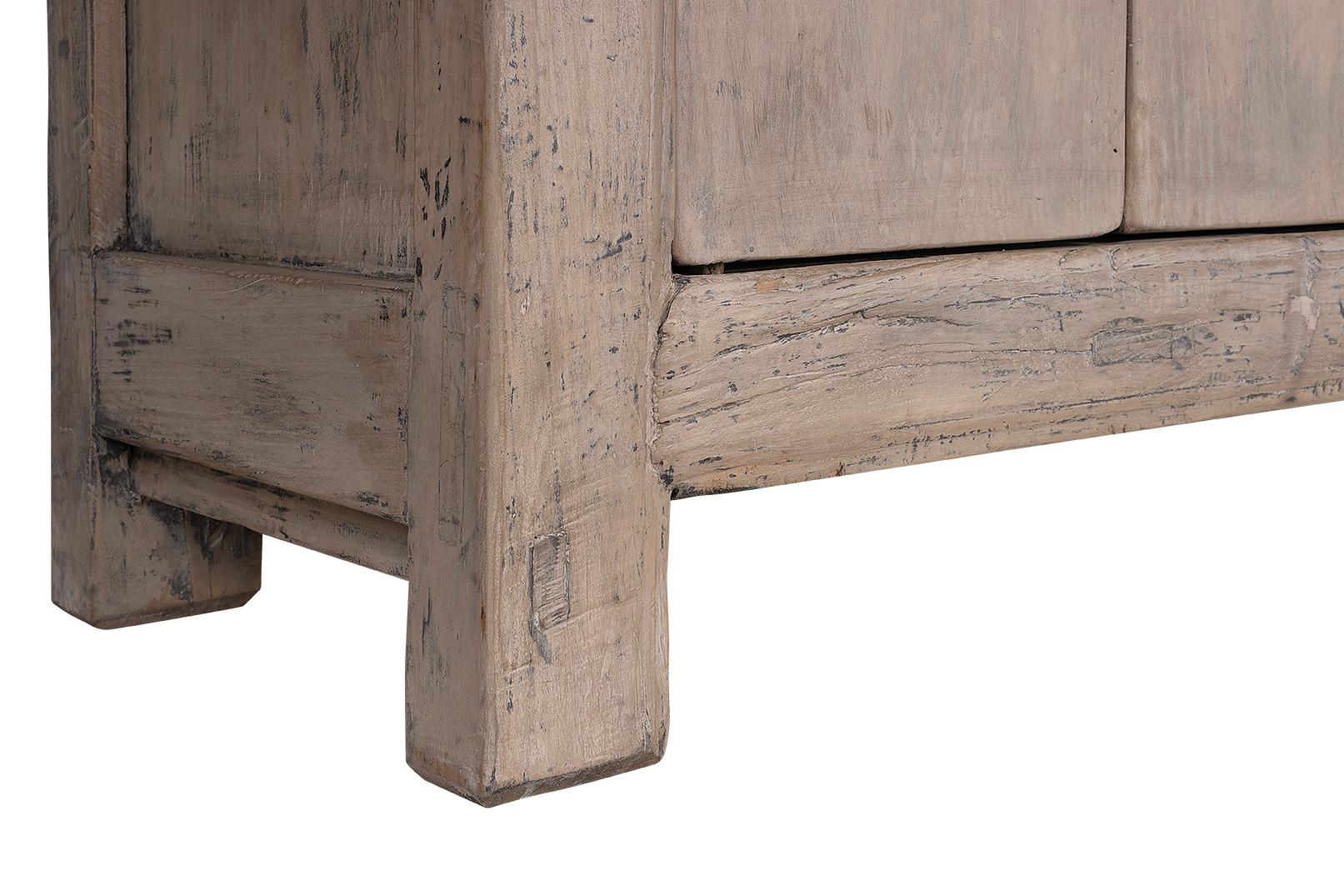 Wood Natural Elm Original Paint Patina Six Door Server For Sale