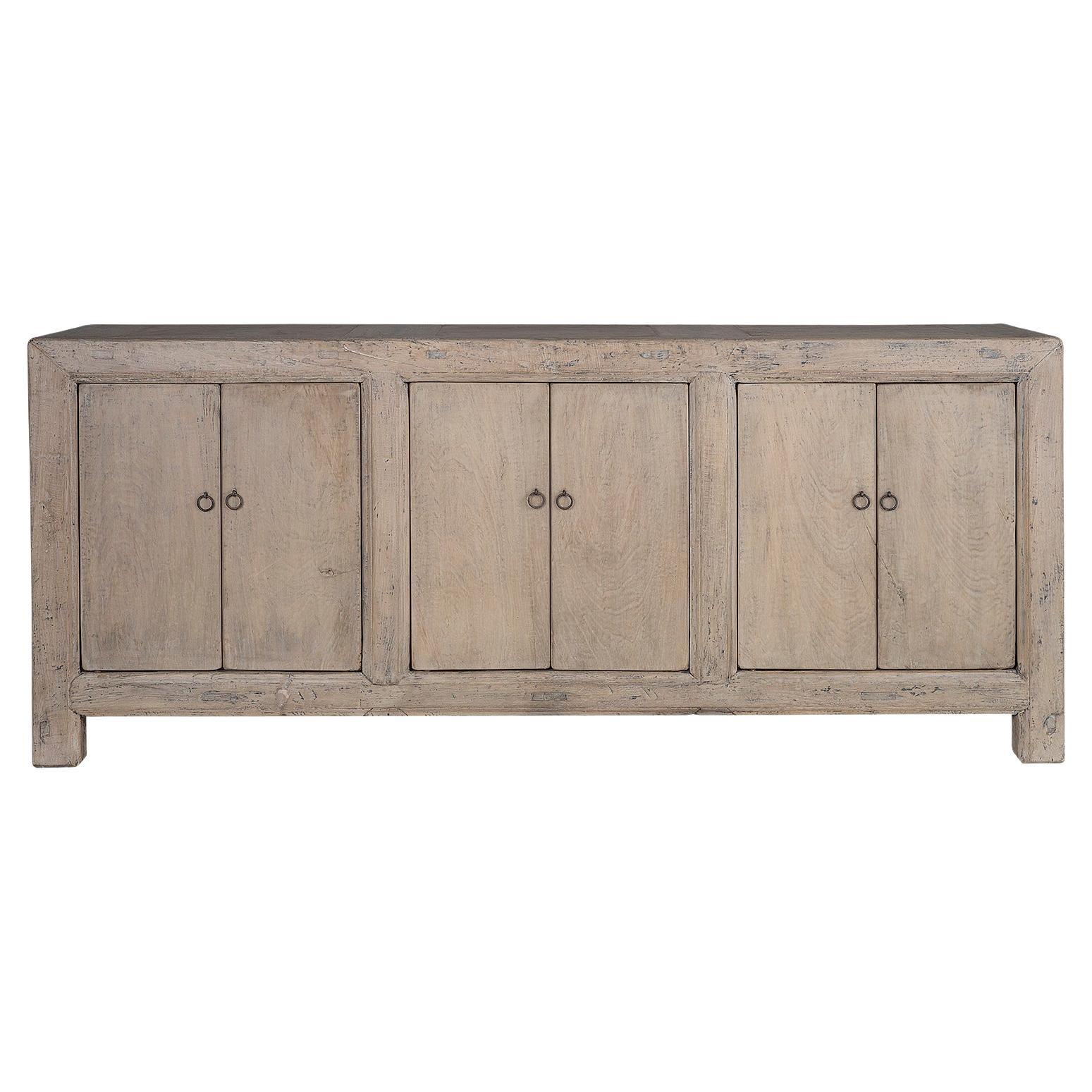 Natural Elm Original Paint Patina Six Door Server For Sale