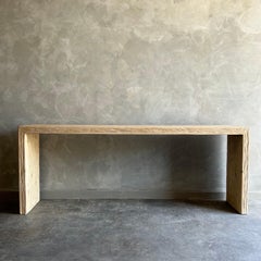 Natural Elm Wood Reclaimed Waterfall Style Console Table