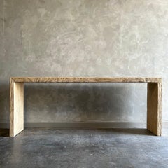 Natural Elm Wood Reclaimed Waterfall Style Console Table