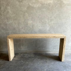 Natural Elm Wood Reclaimed Waterfall Style Console Table