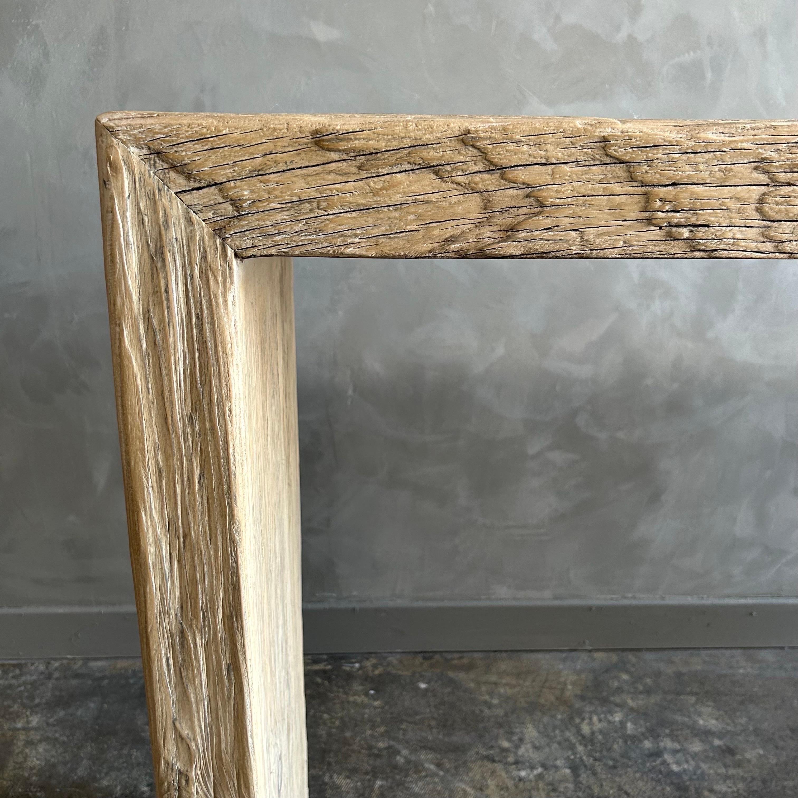 Natural Elm Wood Reclaimed Waterfall Style Console Table  2