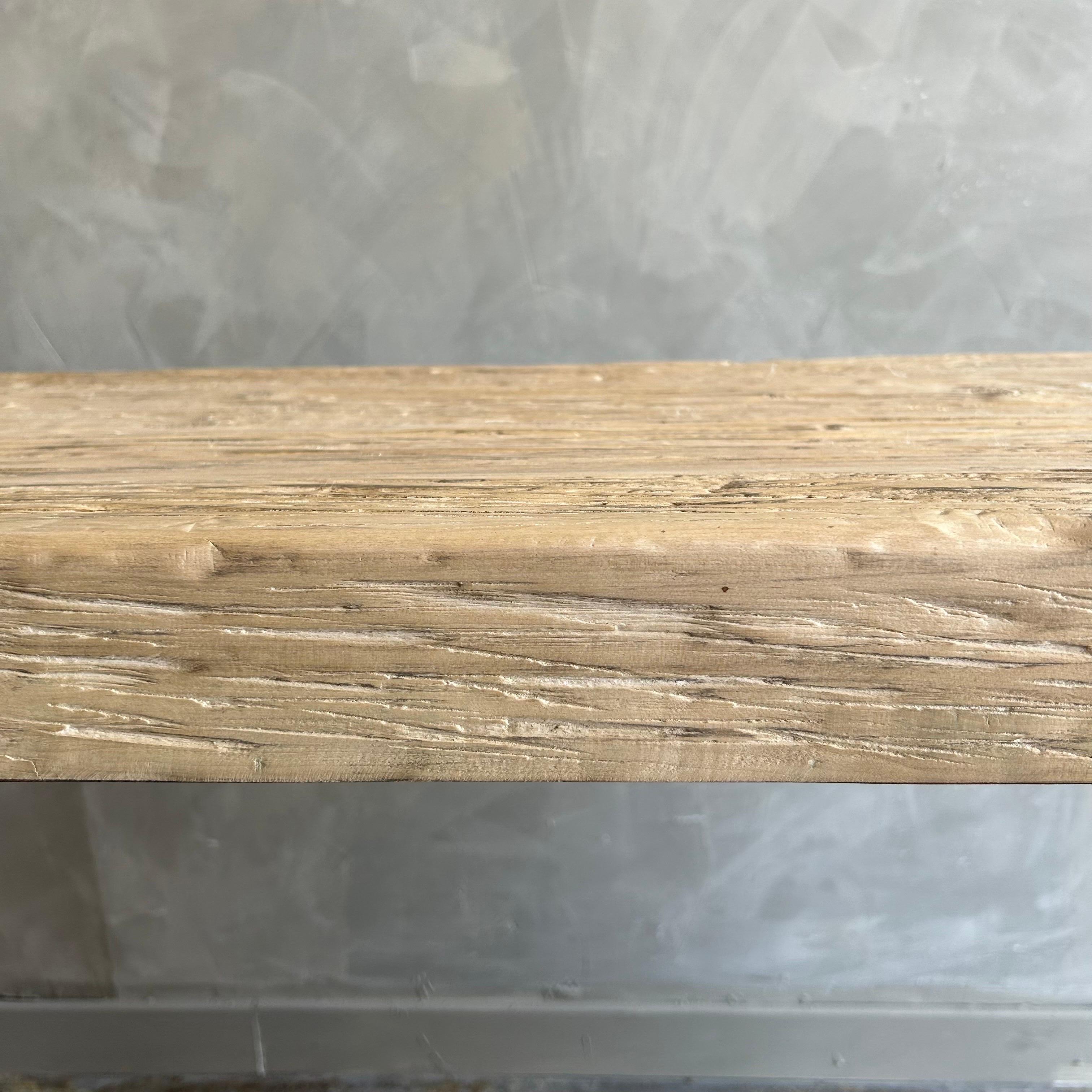 Natural Elm Wood Reclaimed Waterfall Style Console Table 3