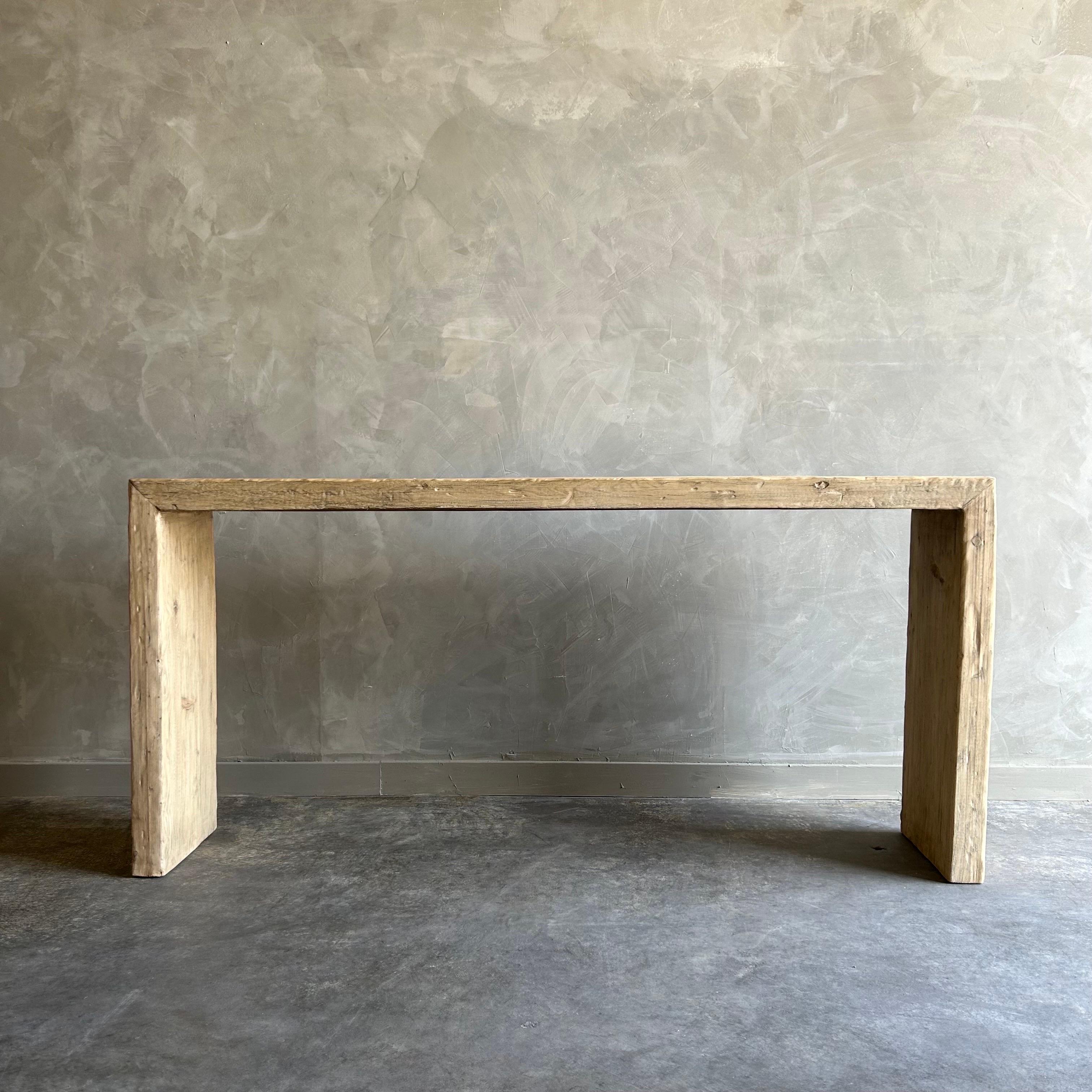 Table console en bois d'orme naturel récupéré style cascade en vente 3