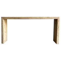 Natural Elm Wood Reclaimed Waterfall Style Console Table