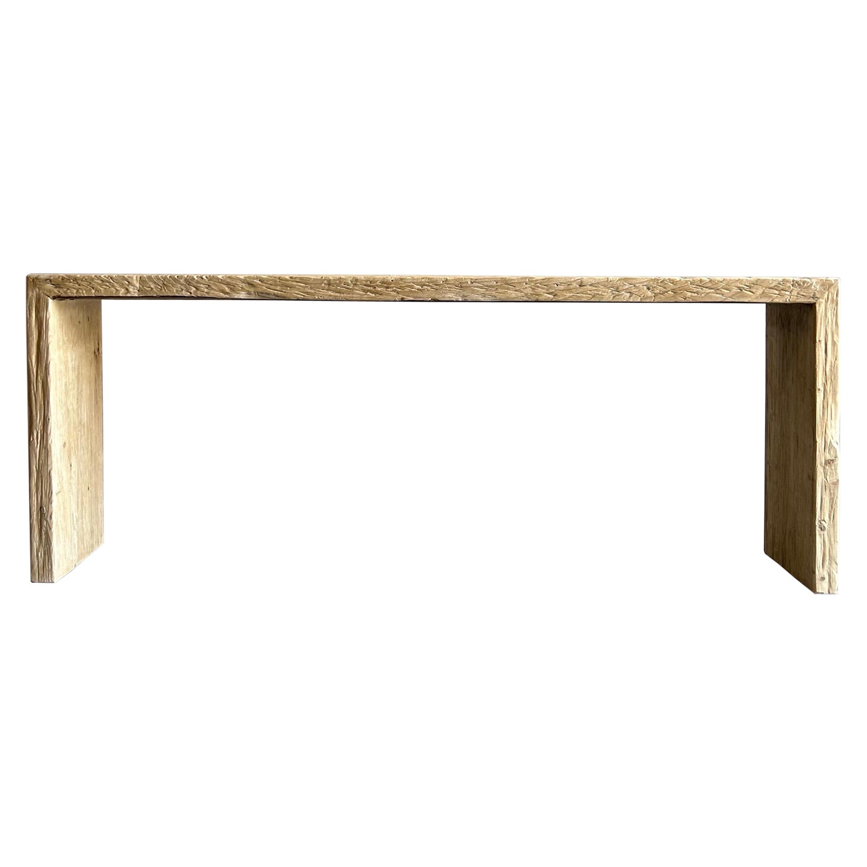 Natural Elm Wood Reclaimed Waterfall Style Console Table