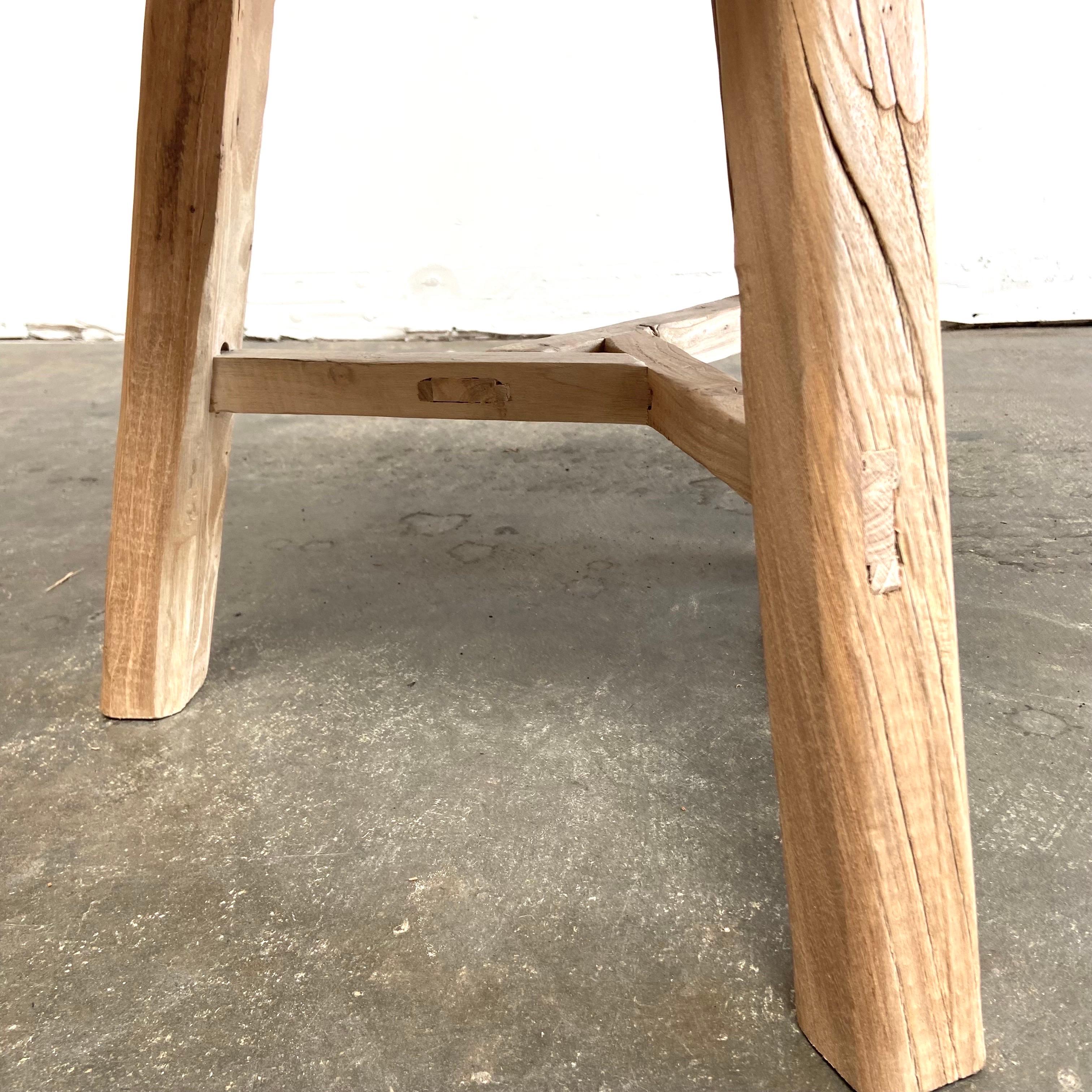 Natural Elm Wood Side Table For Sale 5