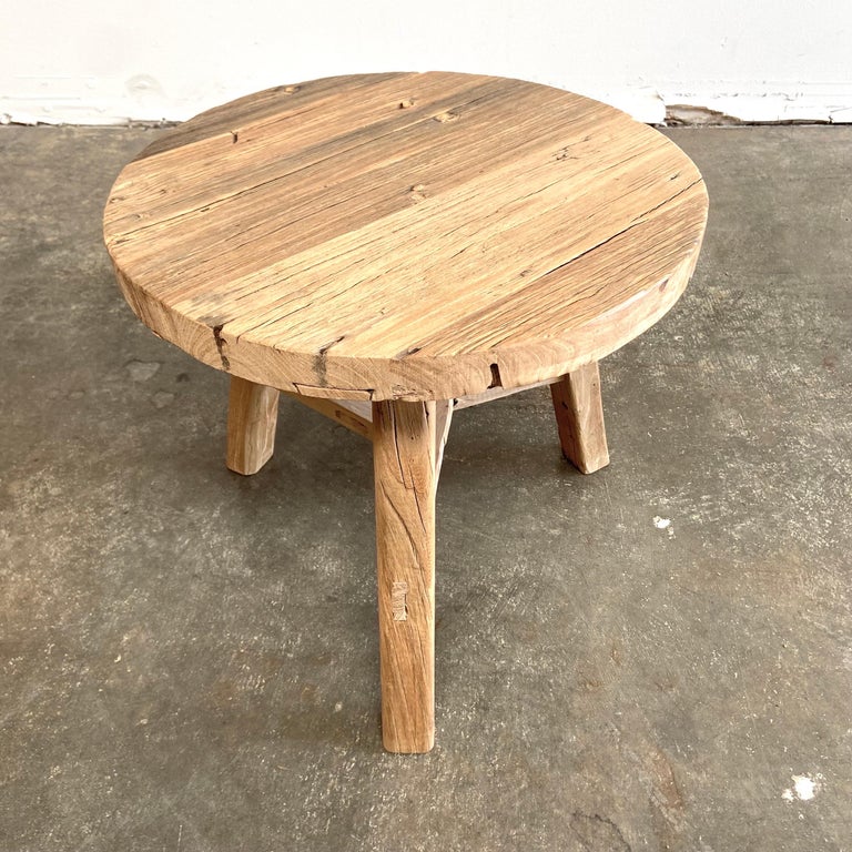 Natural Elm Wood Side Table For Sale at 1stDibs