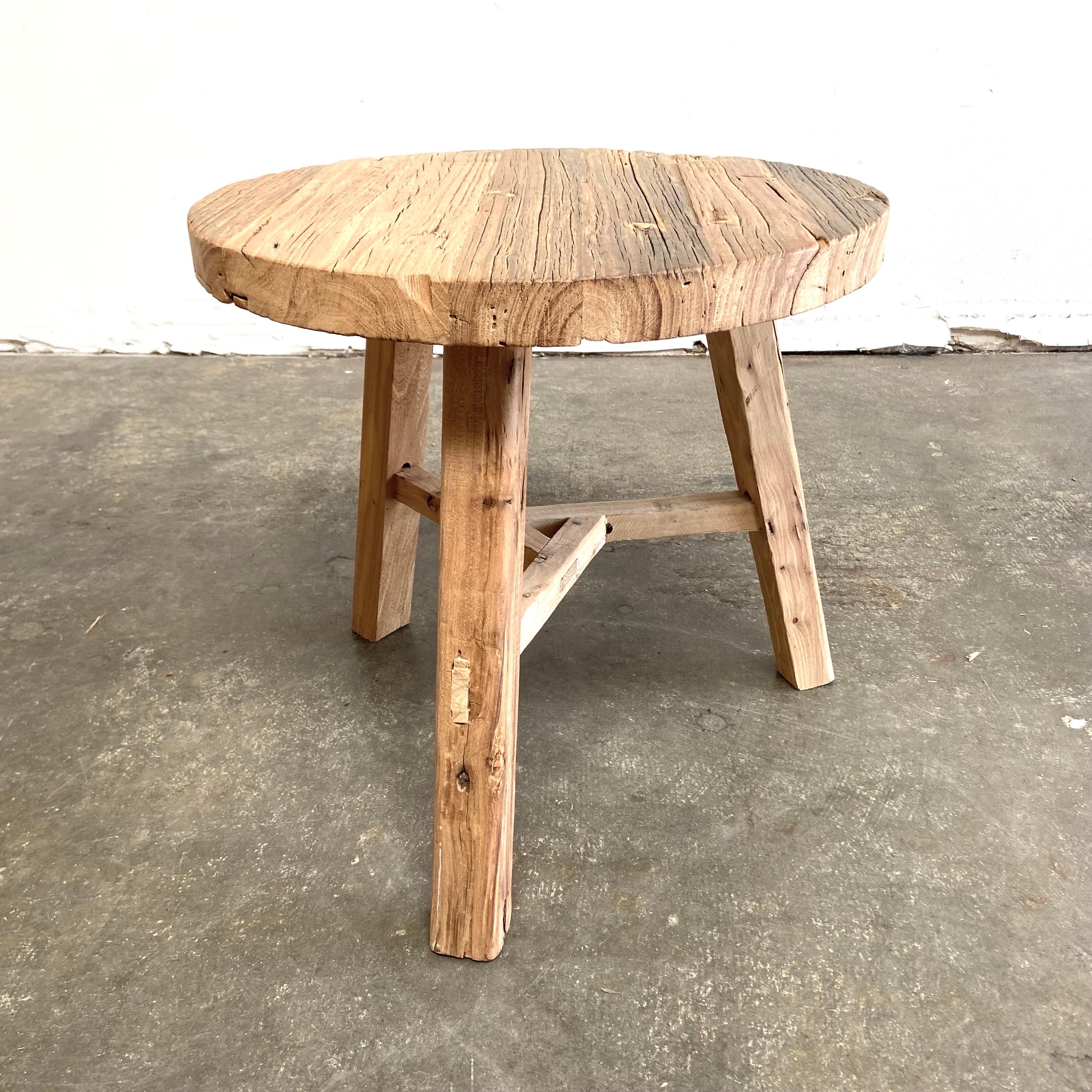 Natural Elm Wood Side Table For Sale 1