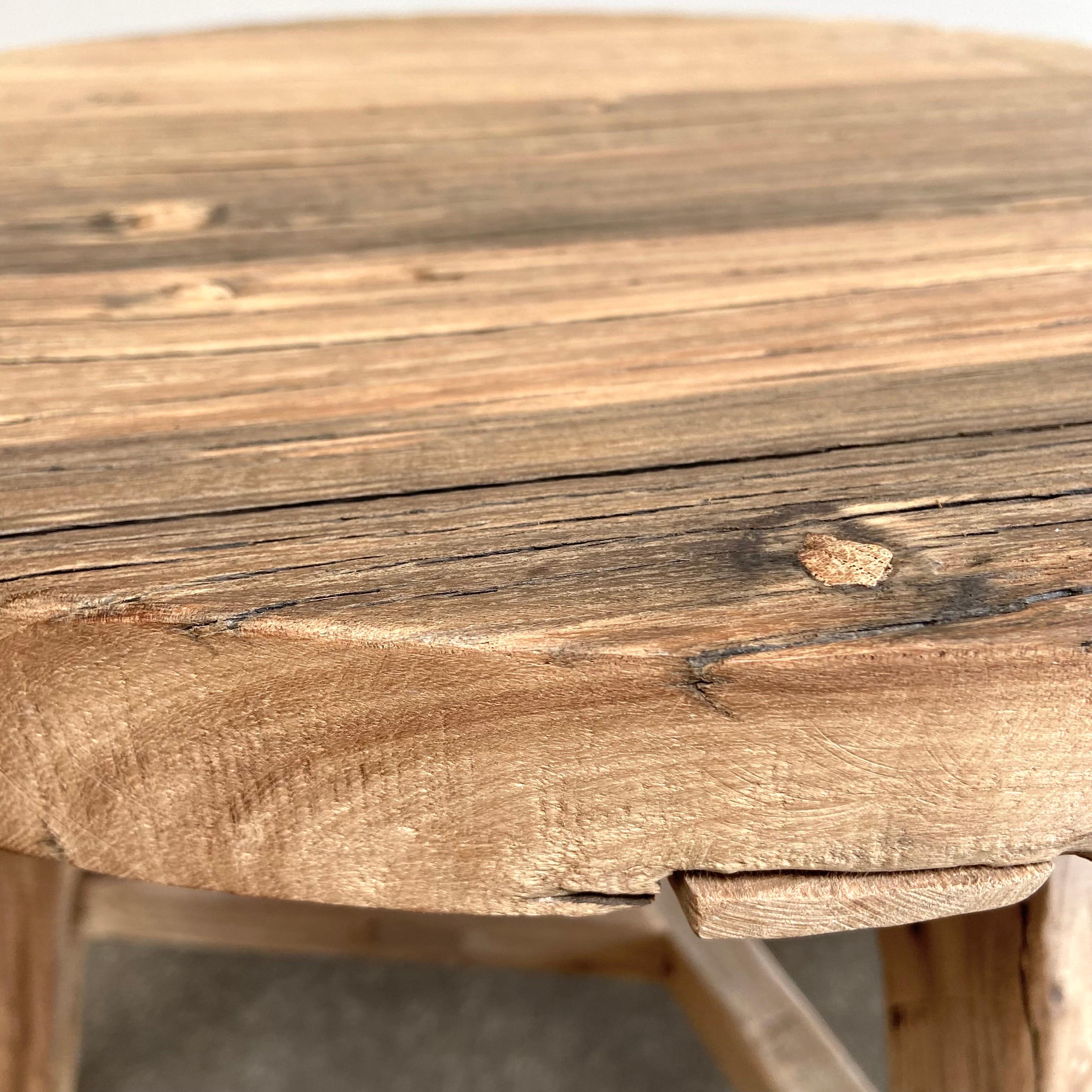 Natural Elm Wood Side Table For Sale 3