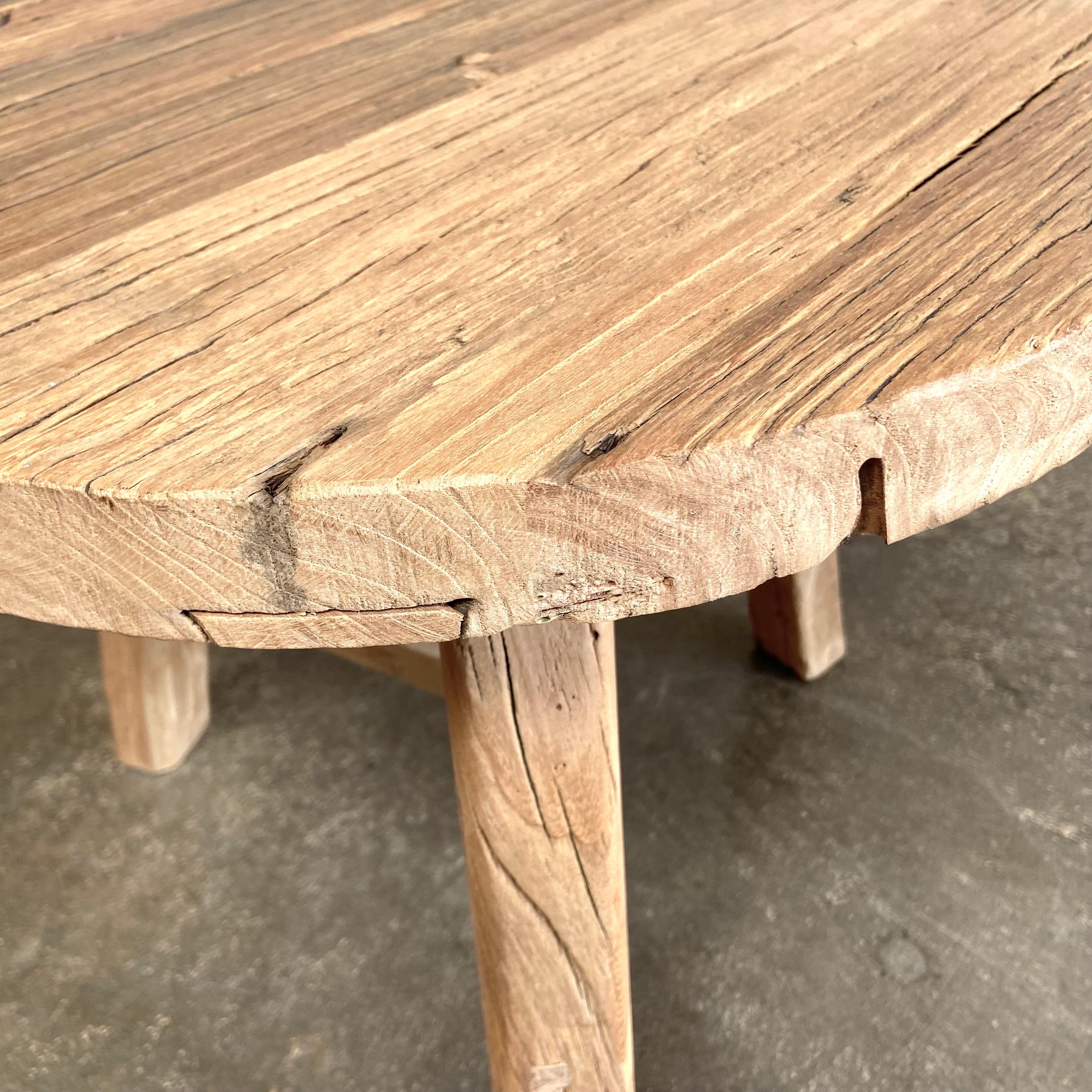 Natural Elm Wood Side Table For Sale 4