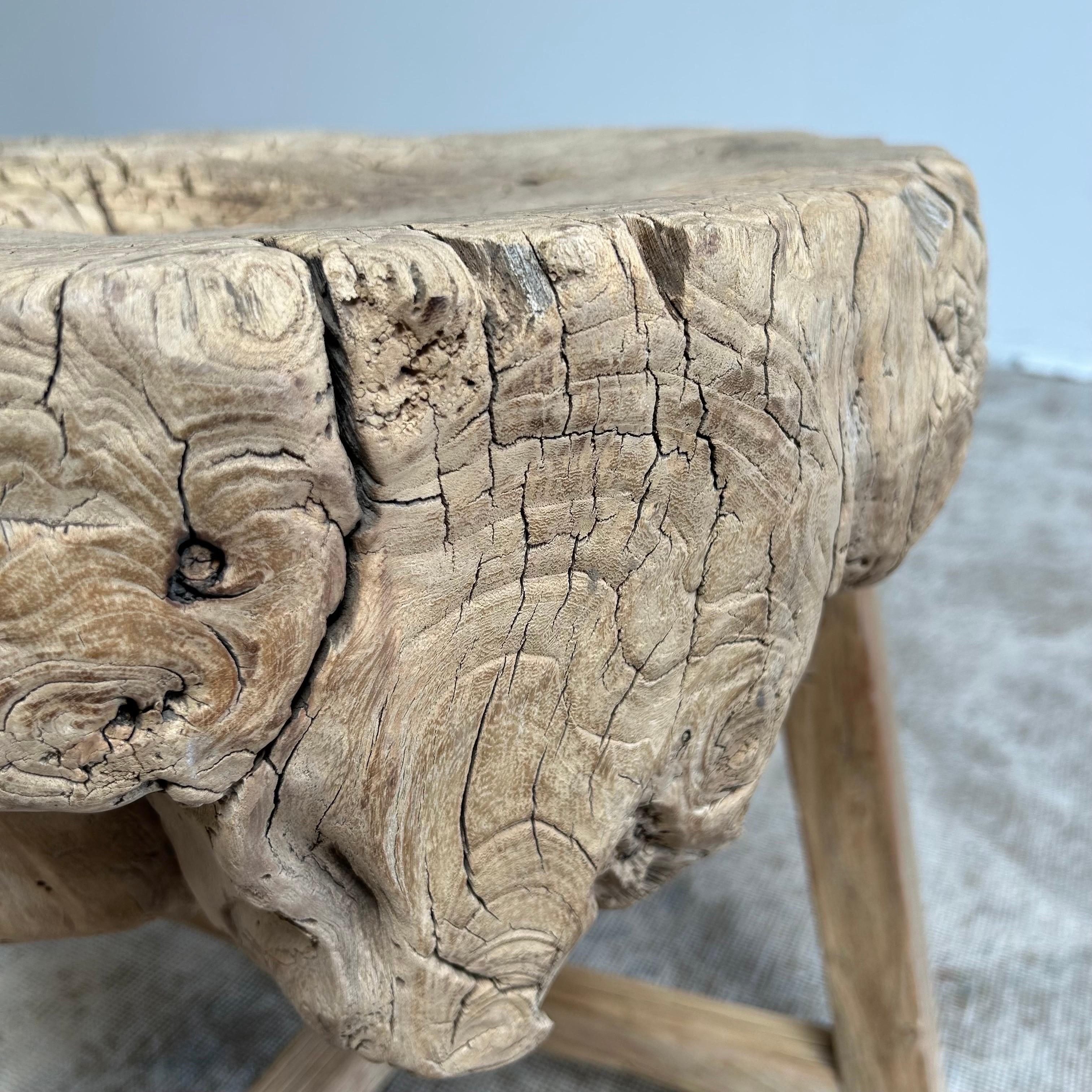 Natural Elm Wood Stump Chop Block Table For Sale 6