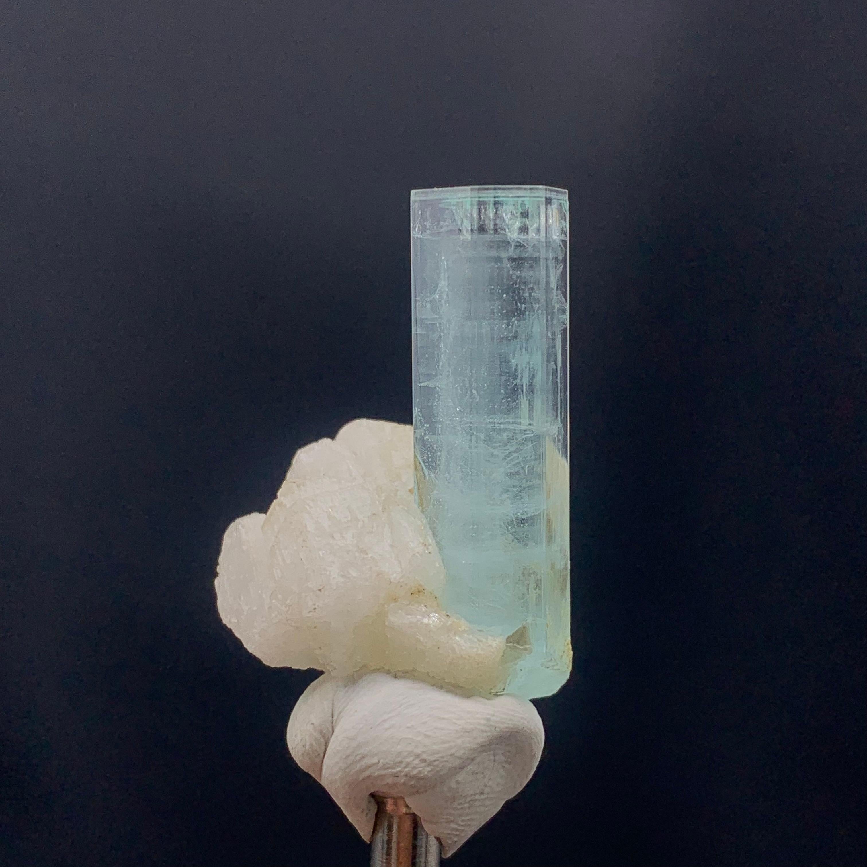 Adam Style Natural Elongated Aquamarine Specimen on Matrix Mother Rock 11.83 Gram For Sale