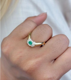 Natural Emerald 0.19cts & Diamond 0.15cts Ring in 14k Gold