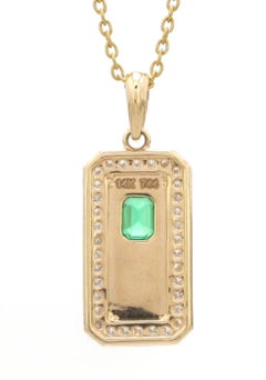 Natural Emerald 0.22cts & Diamond 0.22cts Pendant in 14k Gold