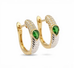 Natural Emerald 0.28cts & Diamond 0.19cts Earring in 14k Gold