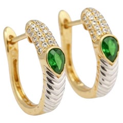 Natural Emerald 0.28cts & Diamond 0.19cts Earring in 14k Gold