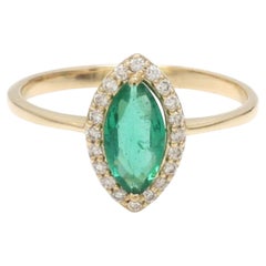 Natural Emerald 0.41cts & Diamond 0.16cts Ring in 14k Gold