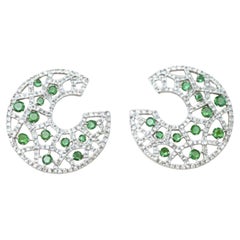 Natural Emerald 0.42cts & Diamond 0.68cts Earring in 14k Gold