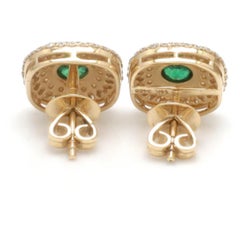 14K Yellow Gold Emerald 0.46ct & Diamond 1.07ct Earrings