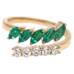 Natural Emerald 0.63cts & Diamond 0.29cts Ring in 14k Gold