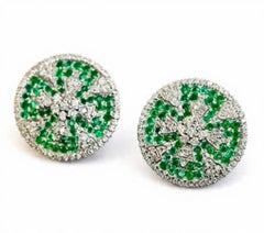 Natural Emerald 0.66cts & Diamond 0.62cts Earring in 14k Gold