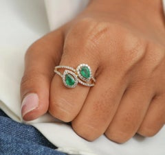 Natural Emerald 0.68cts & Diamond 0.41cts Ring in 14k Gold